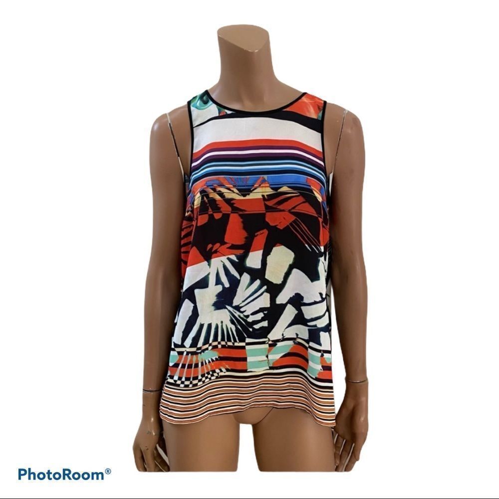 Clover Canyon Ink Strokes Georgette Tank Top S